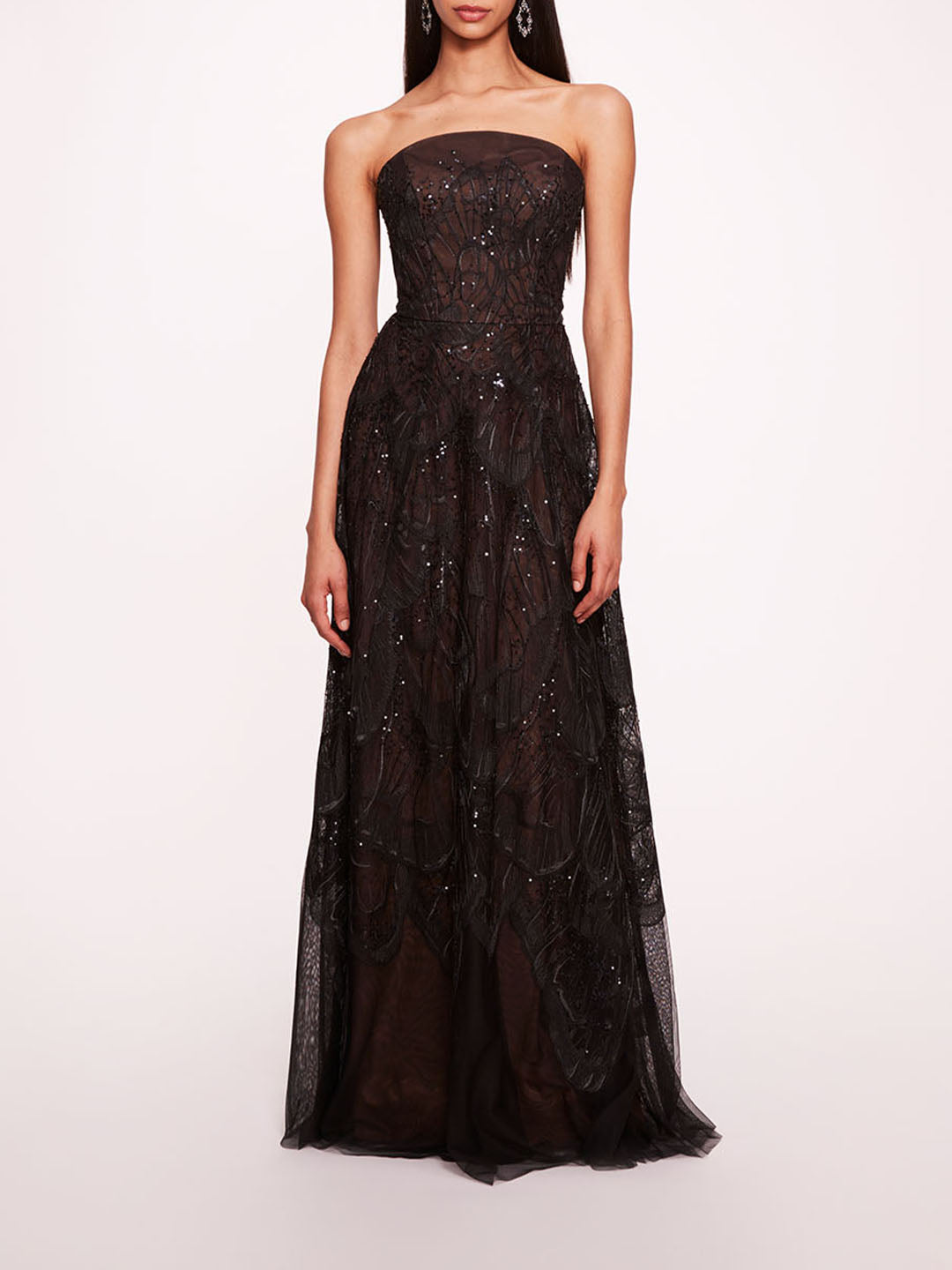 MARCHESA NOTTE ~NWT~ Double Strap Embellished Neckline Hi-Lo Hem discount Long Dress