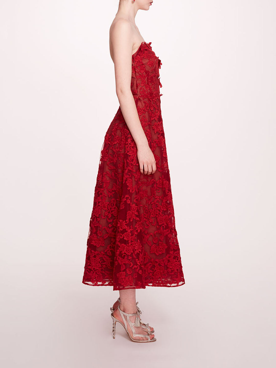 Strapless Corded Midi Dress | Marchesa