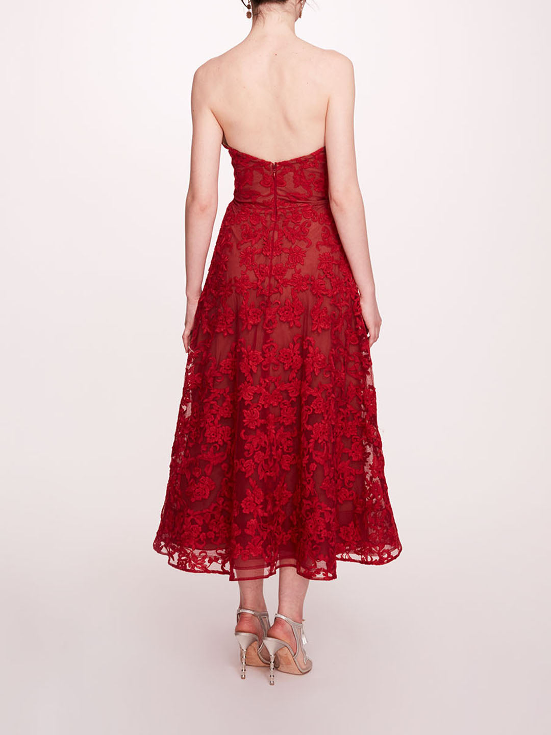 Strapless Corded Midi Dress | Marchesa