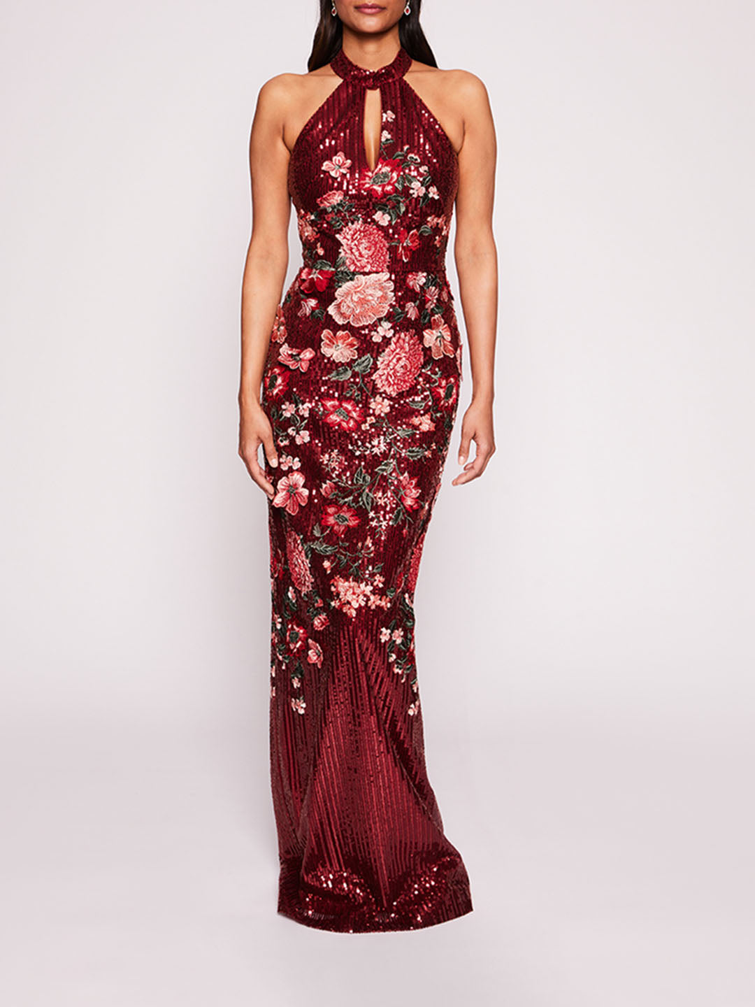$4995 NEW Marchesa Off the Shoulder Appliquéd Velvet Gown Burgundy Dress 4