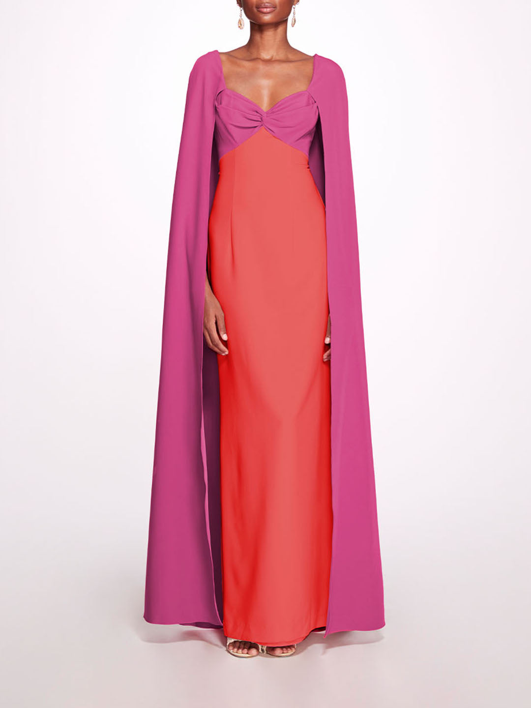 Two-Tone Sweetheart Cape Gown | Marchesa