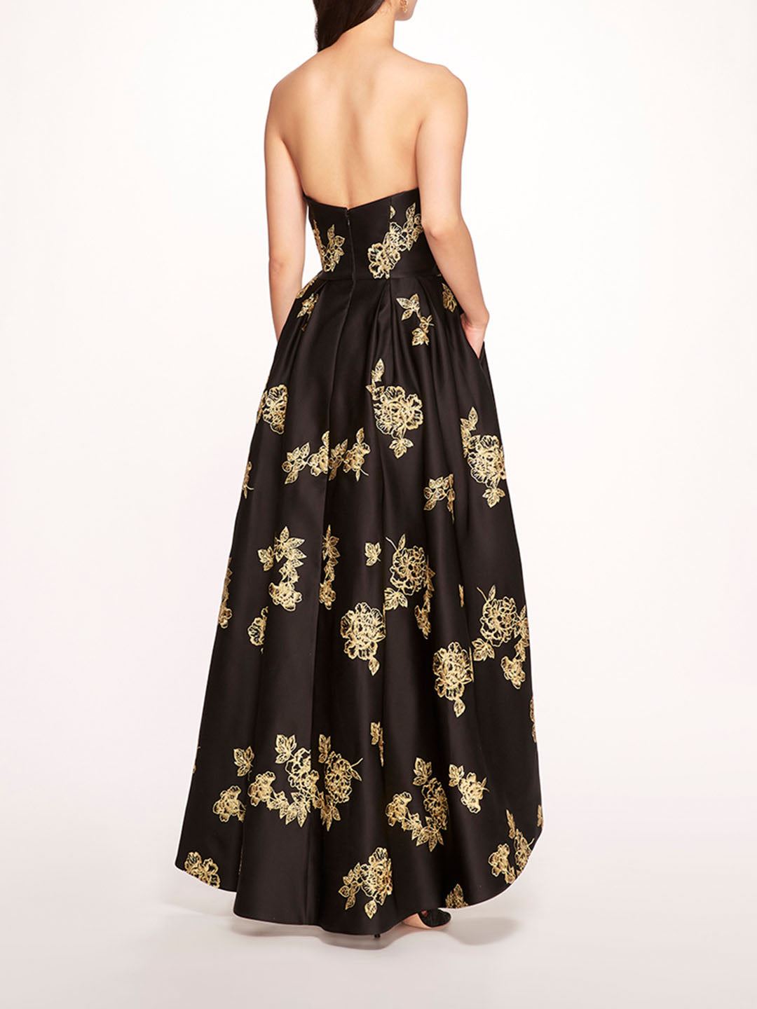 Marchesa notte gold clearance dress