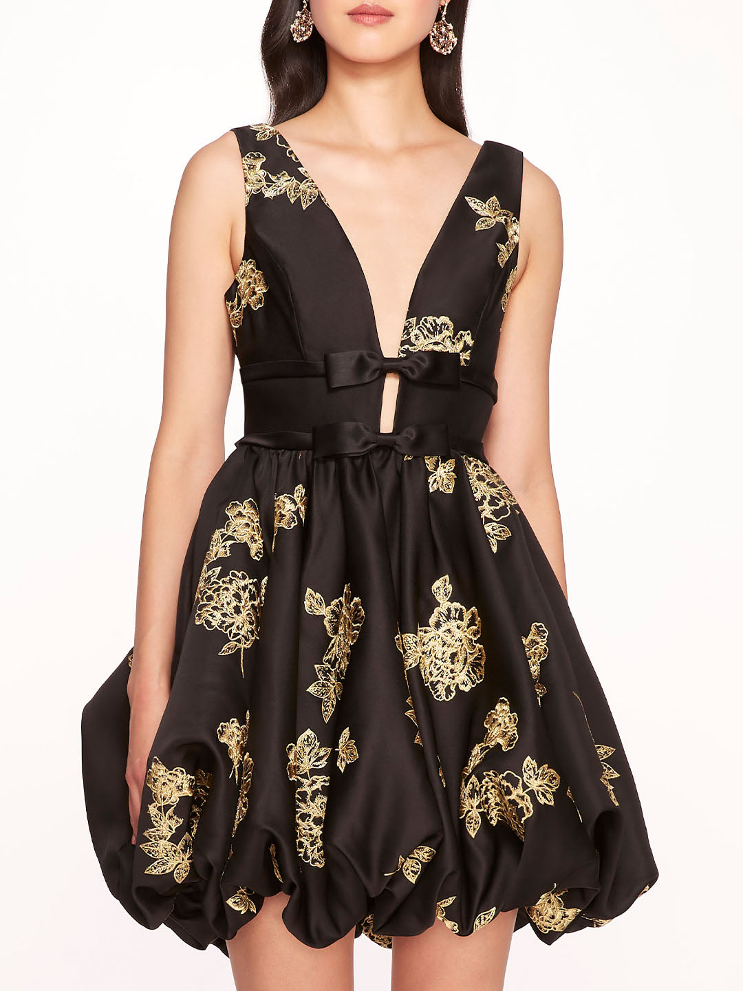 Marchesa notte black sale and gold dress