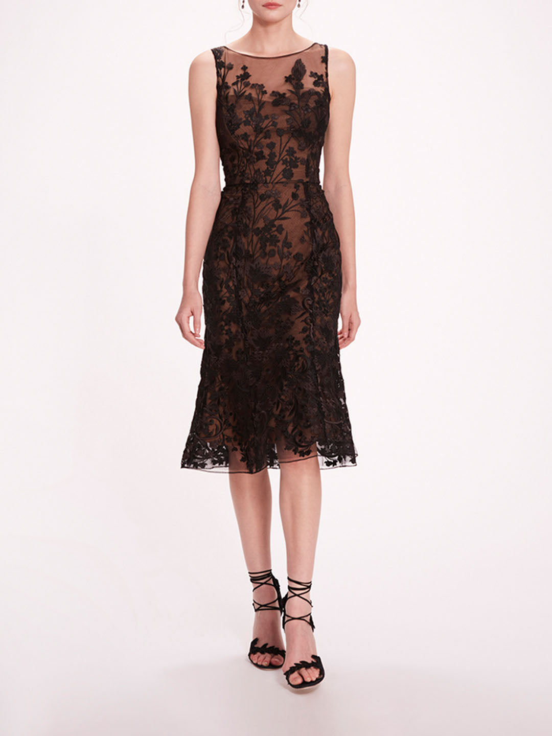 Marchesa notte asymmetric embroidered tulle gown best sale