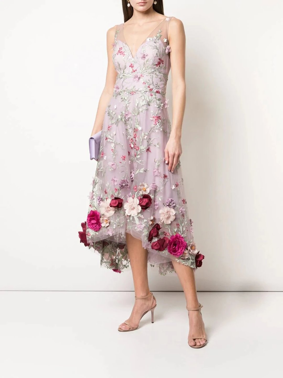 3D Floral Embroidered Hi-Low Cocktail – Marchesa