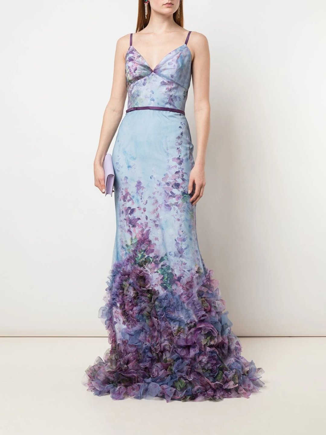 Fit-to-Flare Floral Texture Gown Marchesa