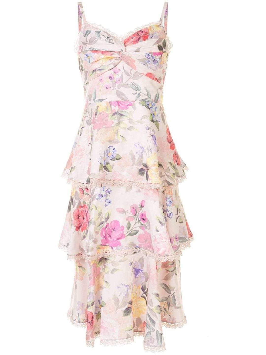 Twisted Tiered Linen Day Dress Marchesa