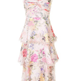 Twisted Tiered Linen Day Dress Marchesa