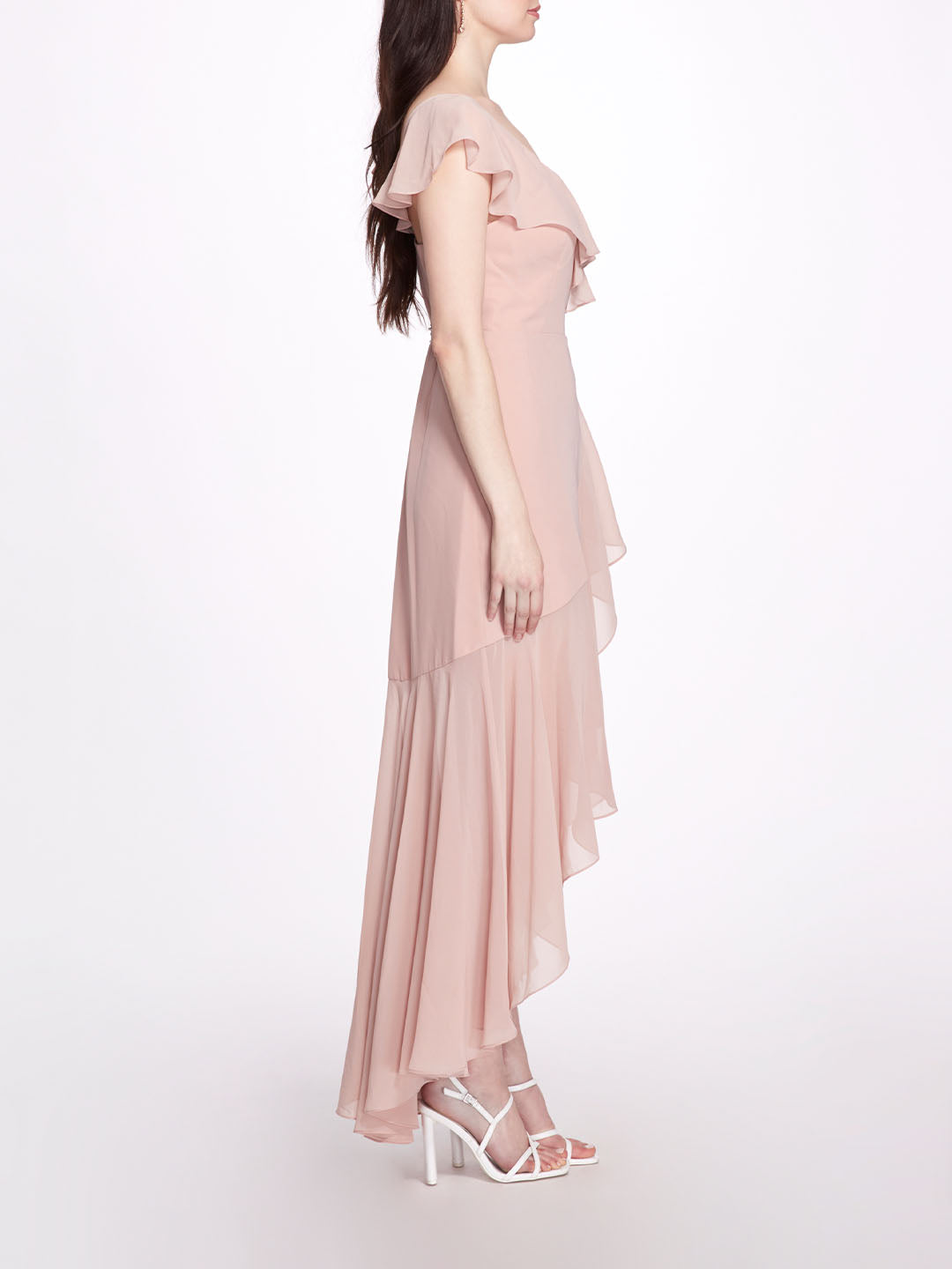 Blush ruffle clearance dress