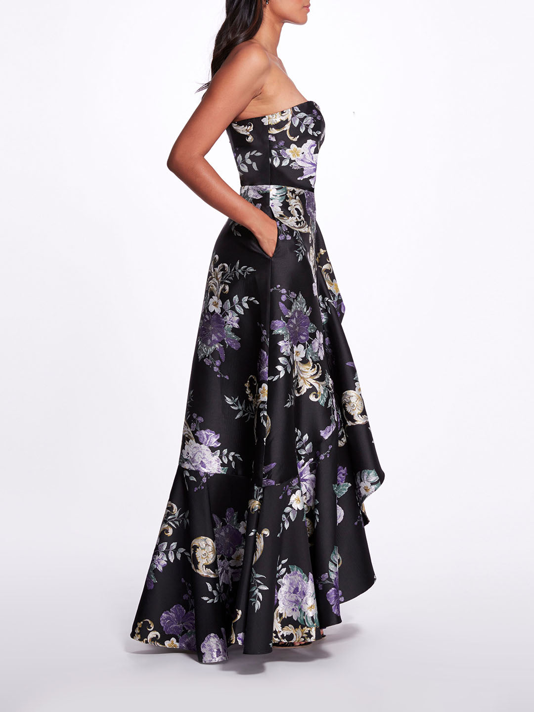 Bandeau Dress - Black/floral - Ladies
