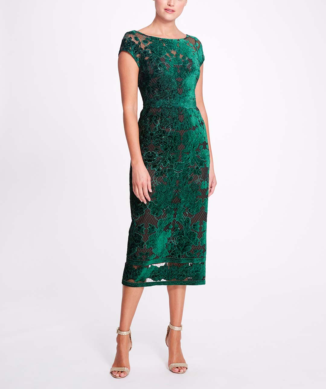 Marchesa notte discount green lace dress