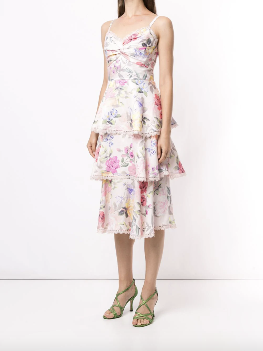 Twisted Tiered Linen Day Dress Marchesa