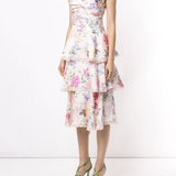 Twisted Tiered Linen Day Dress Marchesa