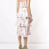 Twisted Tiered Linen Day Dress Marchesa