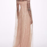 Off-Shoulder Glitter Cape Gown | Marchesa